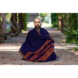 Om Shanti Crafts Om Shanit Crafts Meditation Shawl, Meditation Blanket, Prayer Shawl for Men Women (Navy)