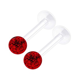 KJM Fashion 2 Pieces Transparent Bioflex Labret 1.2 mm, 16 g Monroe Earrings