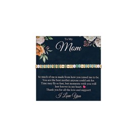 Mom Bracelet for Women Beaded Bracelets for Mother Green Purple Charm Bracelet Trendy Gift for Birthday Christmas Jewelry