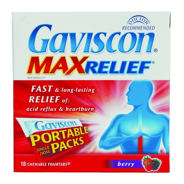 GAVISCON MAX RELIEF CHEWABLE TABLETS, BERRY / 18TB
