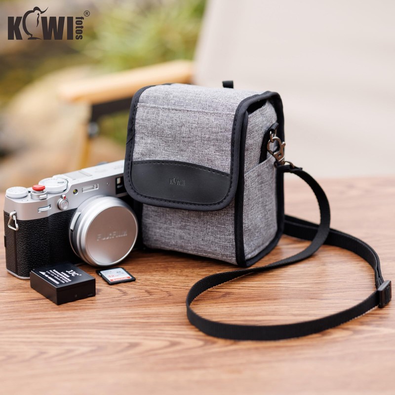 KIWIFOTOS Compact Camera Case, Grey / Large, Neck pouch