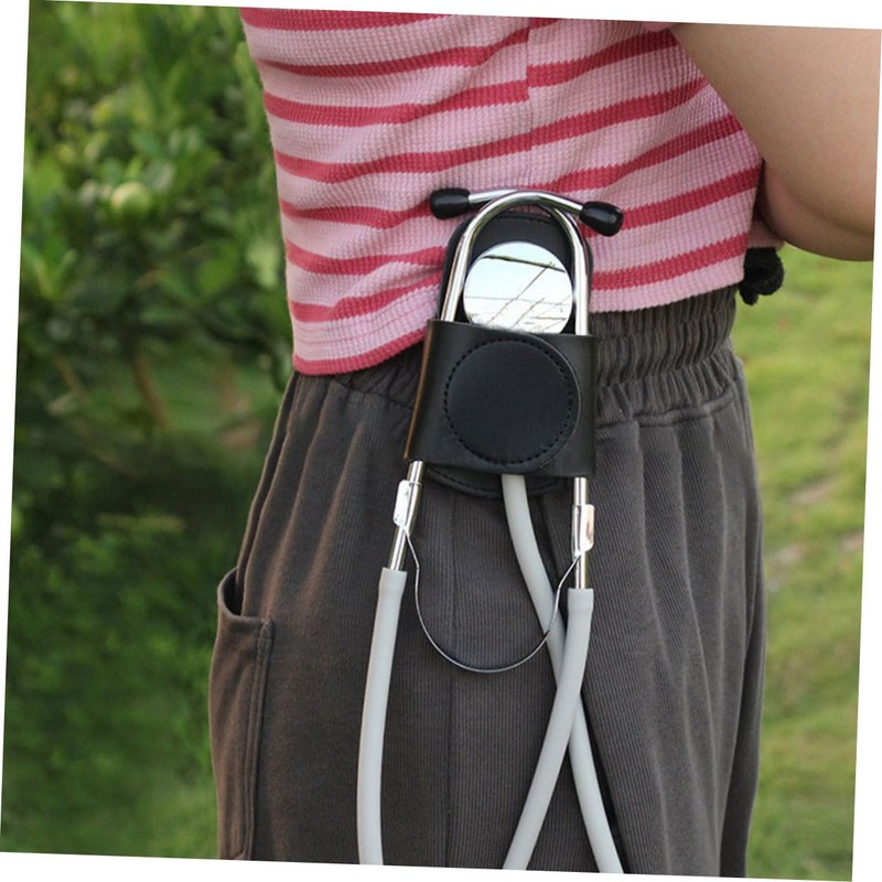 Ipetboom 2pcs Leather Stethoscope Holder Stethoscope Protector with Sturdy Clip