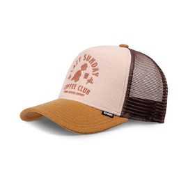 Djinns - Lazy Barista Trucker Cap Mesh Cap Hat Cap Hat Caps, Beige/Cream/Brown