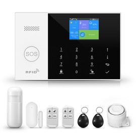 PGST WiFi+GSM/4G Home Smart Alarm Security System Kit,DIY Wireless Burglar Alert System,Motion Detector,Remote Control,Door Window Sensor,Smart Life Tuya APP Control,NO Monthly Fees