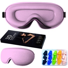 Newgoal Antifaz para Dormir 3D - 100% Bloqueo de Luz, Máscara de Sueño Transpirable con Copa Contorneada, Correa Ajustable (Hombre/Mujer) - Incluye 10 Tapones para Oídos - Yoga, Viajes, Ojos Sensibles