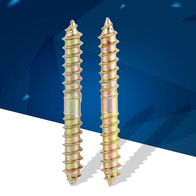 Hyuduo 10pcs Dowel Screw Iron Double Ended Screw Zinc Plating