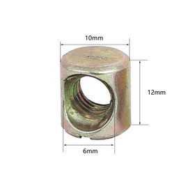 TOP-VIGOR 20Pcs Barrel Nuts, M6x12mm Cross Dowels Slotted Nuts for Furniture Bed, Table, Chair, Crib, Cot, Workbench, Headboards, Cabinets