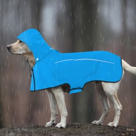 Mile High Life Dog Raincoat, Adjustable Waterproof Pet Rain Jacket, Reflective Hooded Poncho for Small Medium Large Dogs, Lightweight Breathable Pet Rain Coat (Blue,M Chest 22"-28")