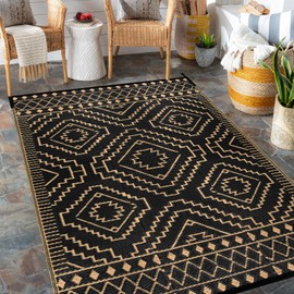 Wonnitar Outdoor Rug 6x9, Waterproof Patios Rug Reversible Plastic Straw Rug, Large Outside Area Rug, Portable Indoor Outdoor Carpet for Picnic Balcony Backyard Porch Deck (Beige & Brown,6'x9')