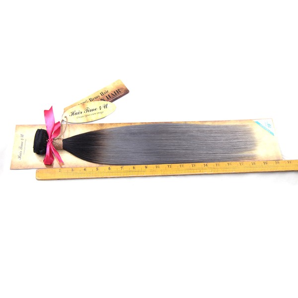 18" 100% Brazilian Off Black to Silver Grey Silky Straight Virgin Human Hair Weaves Extensions Body Wave SINGLE Bundle Wefts