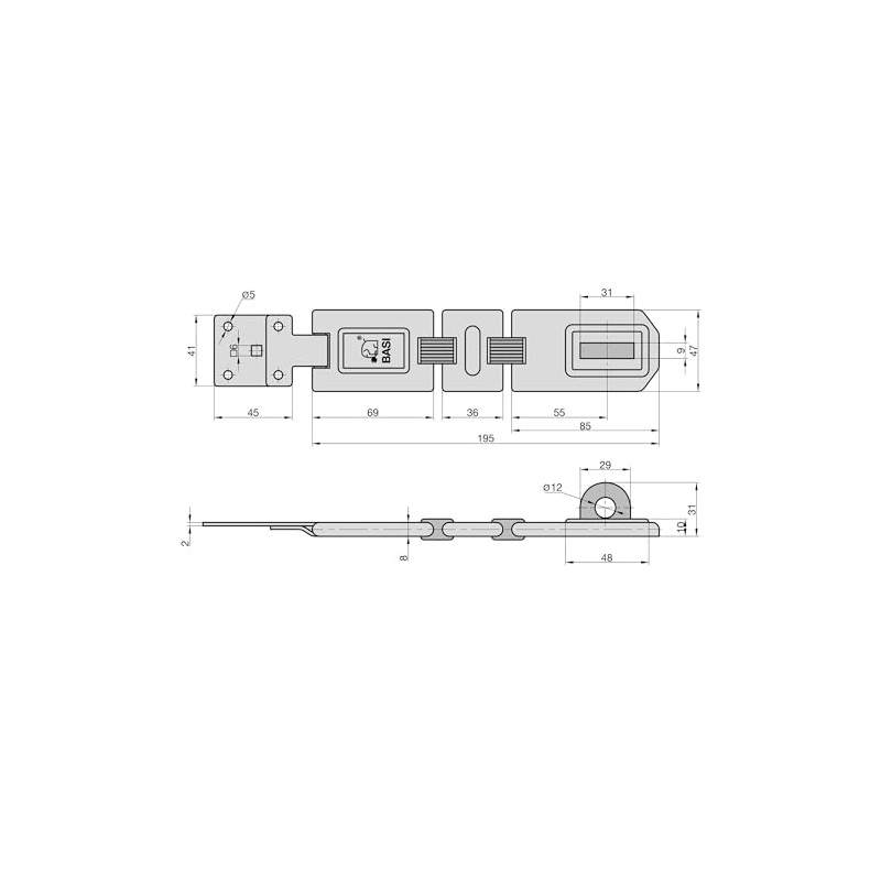 BASI Safety Hasp with Weatherproof Stainless Steel Round Shackle Lock
