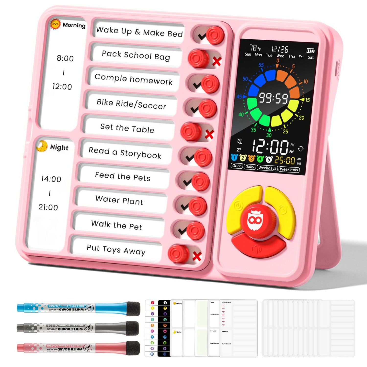ADHD Tool for Kids, 5-in-1 Visual Timer with Chore Chart Board, Visual ...