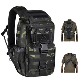 MANETTA Tactical Sling Bag for Men, Large Tactical Shoulder Bag with Bottle Holder, Cross Body Bag Chest EDC Bag For Camping Hiking Trekking Daypack