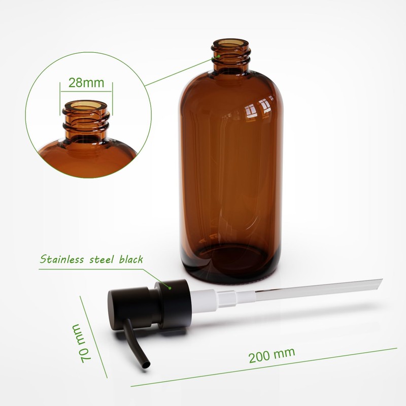 16oz Empty Stainless Steel Pump Bottles Dispenser 2 Pack Amber