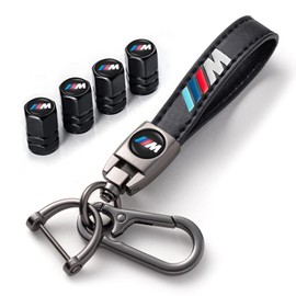 GshionLyfe Tire Valve Caps Set with Metal Keychain