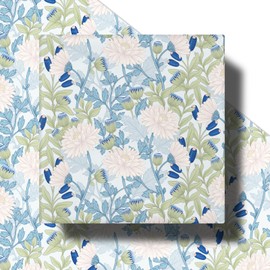 RUSPEPA William Morris Floral Wrapping Paper Roll, Mini Roll, Vintage Botanical with Pink Flower, Elegant Light Blue Gift Wrap for Girls, Spring, Birthday, Mother's Day, Wedding, 17 Inches x 16.4 Feet