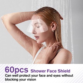 TOROKOM 60PCS Shower Face Eye Shields, Clear Face Shield Eye Shields for After Surgery Shampoo, Eyebrow Shower Visor for Salon Supplies Makeup Eyelash Extensions
