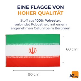 AZ FLAG Iran Flag 2' x 3' - Iranian - Persian flags 60 x 90 cm - Banner 2x3 ft