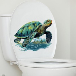 Sea Turtles Toilet Cover Sticker Decals,Sea Turtles Turtle Ocean Waterproof Toilet Lid Tank Seat Decals Cistern Self-Adhesive Bathroom Wall Sticker