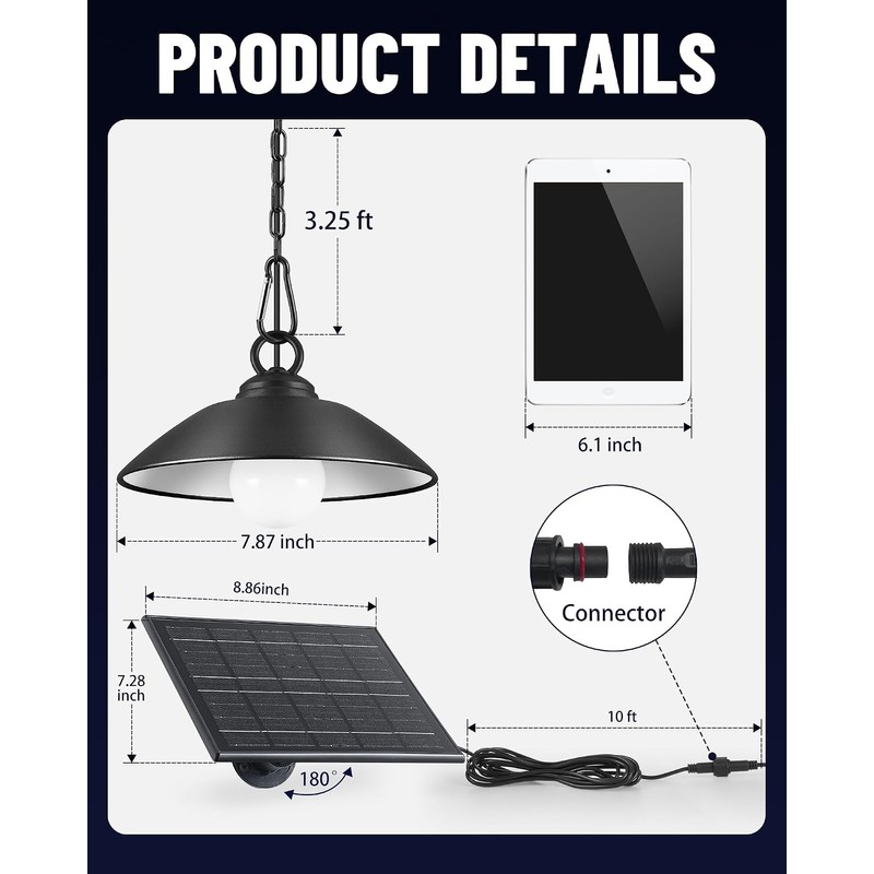 Solar Shed Lights, 300LM x 2 LED, 4 Brightness Lights,