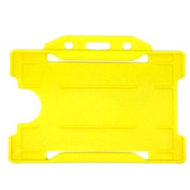 ALG ID Cards® Pack of 100 Single-Sided Rigid Open Faced ID Card Pass Badge Holders Horizontal/Landscape (CR80 54mm 86mm) (Yellow) - Made in Britain