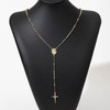 Gold Rosary Bead Cross Necklace for Women Men with Virgin