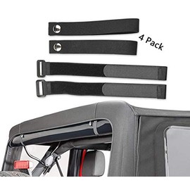 Bestaoo 4Pcs Top Tie Down Straps Adjustable Soft Top Straps, Durable Rear Window Straps for Jeep Wrangler JK JL 2007-2021