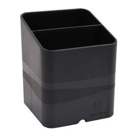 Exacompta - Ref 677014D - ECOBlack Pen-Cube Pen Pot - 74 x 74 x 93mm in Size, 2 Sections - Suitable for Organising Pens, Pencils and Accessories - Black