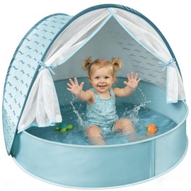 Pop-Up Baby Beach Pool Tent with Mat, Mosquito Net, Detachable Canopy