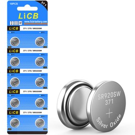 LiCB 10 Pack 371 SR920SW Watch Battery,Long-Lasting & Leak-Proof,High Capacity Silver Oxide 1.55V Button Cell Batteries for Watch