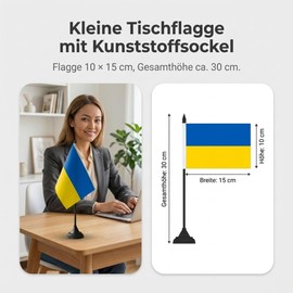 Flaggenfritze Ukraine Table Flag + Free Sticker