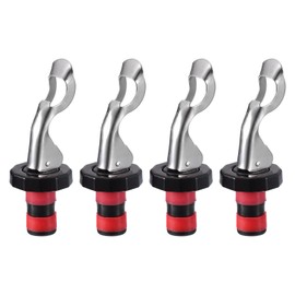 GLOKUUCA Wine Stoppers - 4 Pack Manual Reusable Bottle Corks Fits for Wine Soda Beverage - Leakproof Silicone Bottle Stoppers (16mm, Red Black)