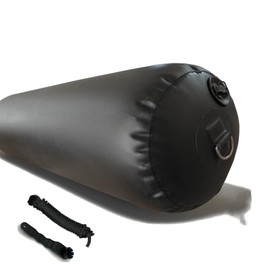 TIKPLEM Big Heavy-Duty Inflatable PVC Black Boat Fender (12" x 48") for Docking and Yacht Sailboats