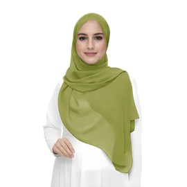 Premium Chiffon Hijab Head Scarf Shawl Wrap for Muslim Women Lightweight (Lime Green)