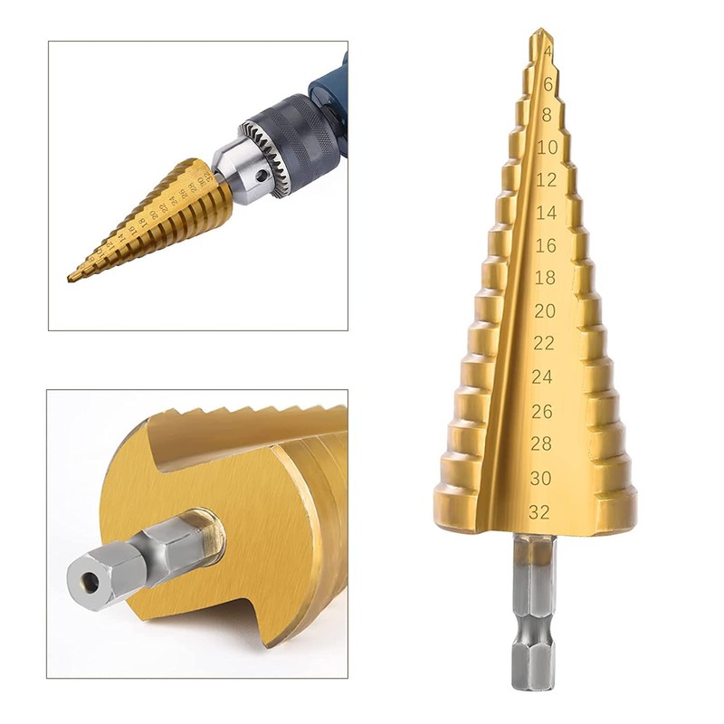 Chargenyang 3 Pcs Straight Grooved Step Drill Bit Set, High