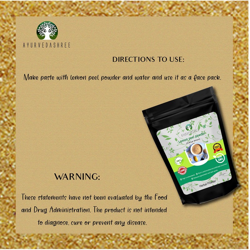 AYURVEDASHREE Lemon Peel Powder 200 Gm | 100% Pure |