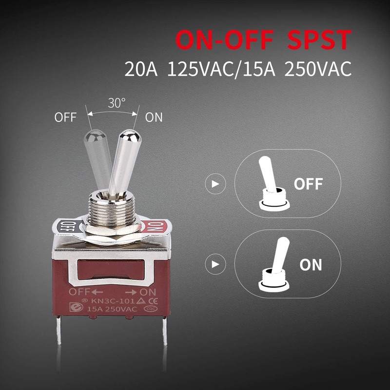 Kiligen Safety Cover Marine Toggle Switch 12VDC 20A Toggle Switch