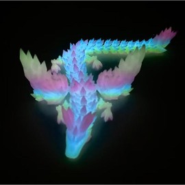 3D Printed Dragon - Glow In The Dark, Articulated 3D Dragon Toys, 3D Printed Crystal Wing Dragon For Birthday Gift, Flexible Desk Figure Decor - Color: 1pack Crystal Wing Dragon