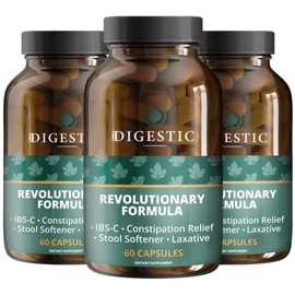 Digestic - Laxative for Constipation Relief, Stool Softener for IBS Severe and Strong Constipation 100% Natural - 180 Capsules - Colon Detox Cleanse, Gas and Bloating Stomach Relief for Adults