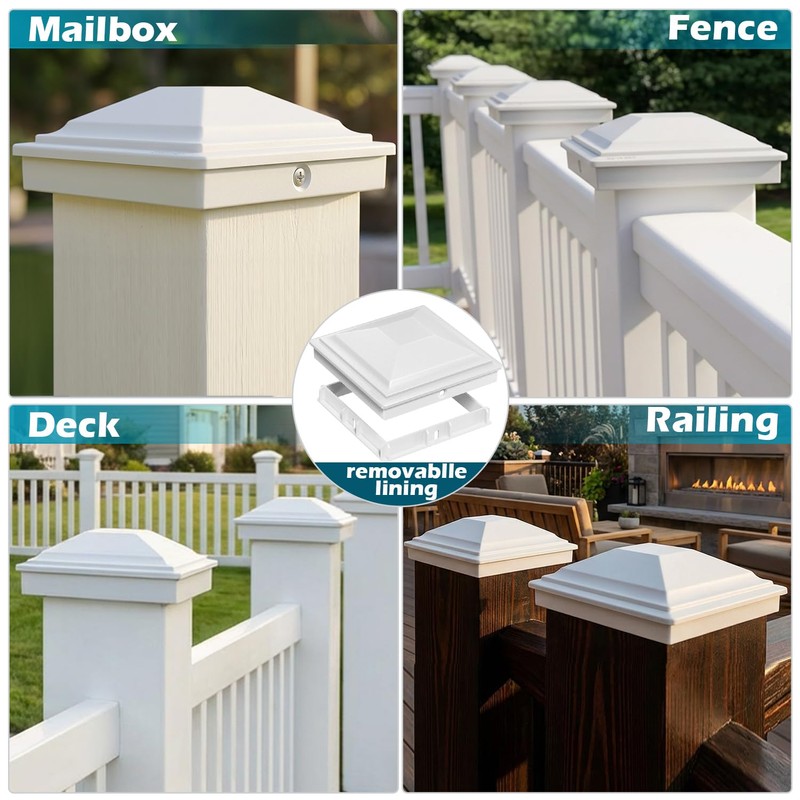SIEDiNLAR 4x4 Post Caps White 12 Pack, Deck Post Covers
