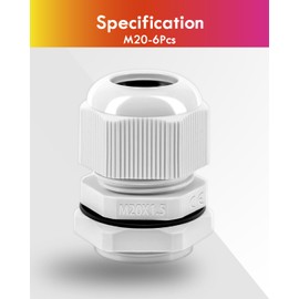 Gorffy Kabelverschraubung Set, Gorffy 6 Stck IP68 Kabeldurchfhrung Wasserdicht M20, Kabelverschraubungen fr Outdoor Garten Schaltkasten Abzweigkasten, Kunststoff Nylon Kabeldurchfhrungen