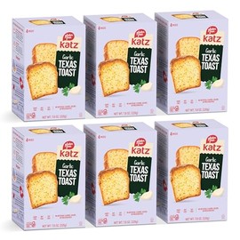Katz Gluten Free Texas Toast, Fluffy Garlic Bread. Free of Dairy, Tree Nut, Peanut, and Soy. Kosher. 7.8oz (6pk)