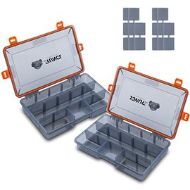 RUNCL Fishing Tackle Box, Waterproof Airtight Stowaway, 3600/3700 Tray Tackle Box with Adjustable Dividers, Plastic Storage Organizer(2pcs 3600)