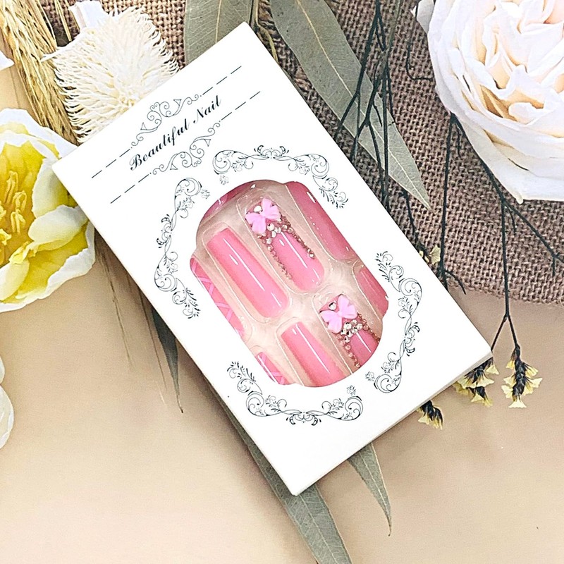 EYZOTSF Press on Nails Long Coffin Shaped Acrylic Square False