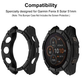 SumRioo Protective Case Cover Compatible with Garmin Fenix 8 Solar 51 mm, TPU [Shockproof] [Scratch-Resistant] Protective Case Cover Shell for Garmin Fenix 8 Solar 51 mm, Black