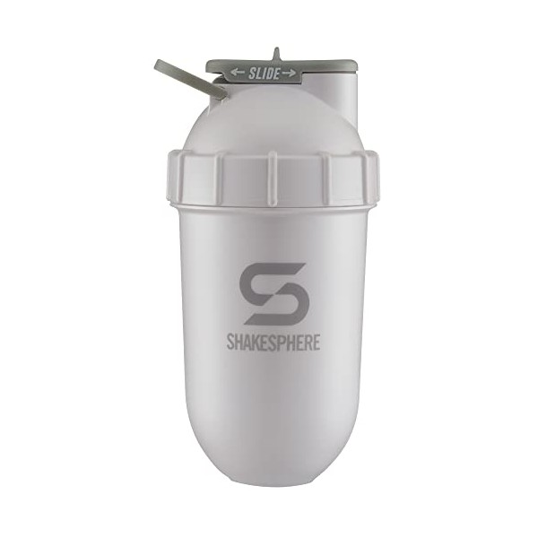 ShakeSphere Tumbler: Award Winning Protein Shaker Cup, 24oz ● Patented Capsule Shape Mixing ● Easy to Clean ● No Blending Ball Needed ● BPA Free ● Mix & Drink Shakes, Protein Powders (Pearl White)