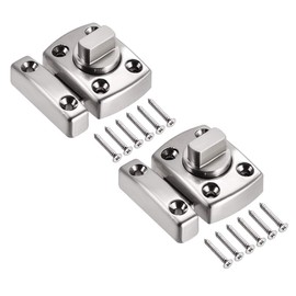 uxcell Rotate Bolt Latch, 1-inch Zinc Alloy Security Door Slide Lock, 2 Pcs (Silver)