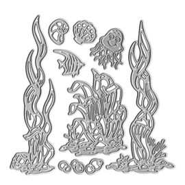 Metal Sea Grass Plant Cutting Dies,Jellyfish Shell Fish Conch Die Cuts Embossing Stencils Template Mould for Card Scrapbooking and DIY Craft Album Paper Card Decor