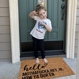 Wulidrom Hello Mothafucka,Hey, Hi, How Ya Dur'en Funny Welcome Mats Outdoor Rugs for Front Door Entrance, Outdoor Door Mats for Home Entrance Mat Indoor 31.5"X20"