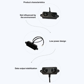 Ultrasonic Distance Sensor, RS485 Output Distance Detection Sensor with Waterproof Shell, IP67 Waterproof, Low Consumption, Good Stability